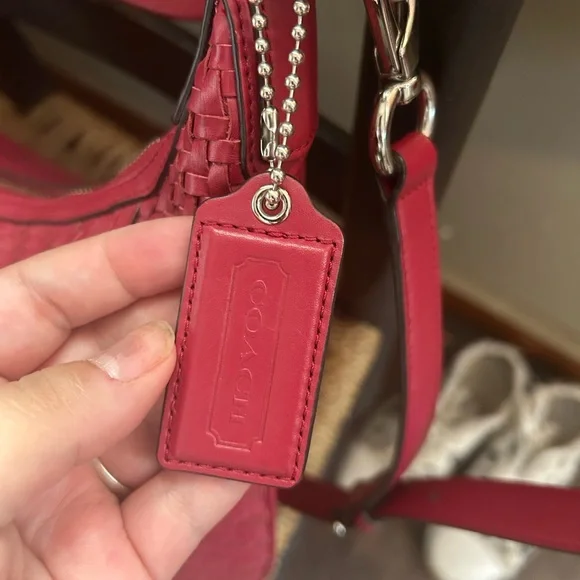 Coach Kristen Red Woven Leather Shoulder or Crossbody Bag - Picture 6 of 7